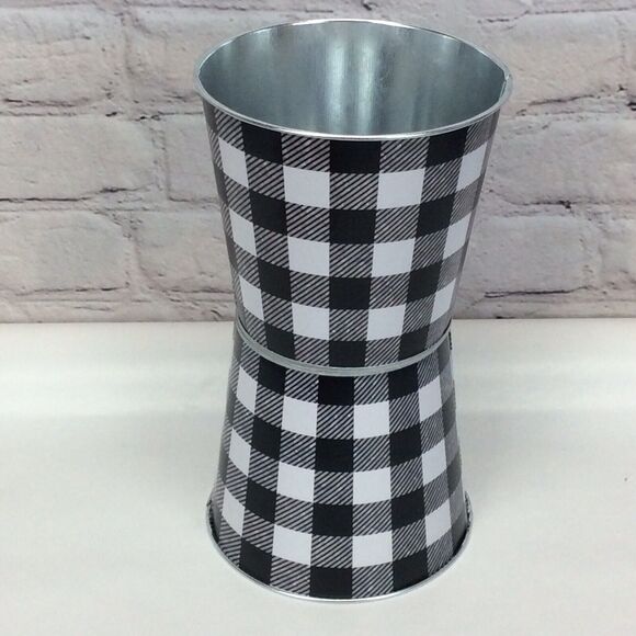 Christmas Black & White Buffalo Check 4 Pc Decor Bundle 2 Wreath Hangers 2 Tins - Picture 8 of 8